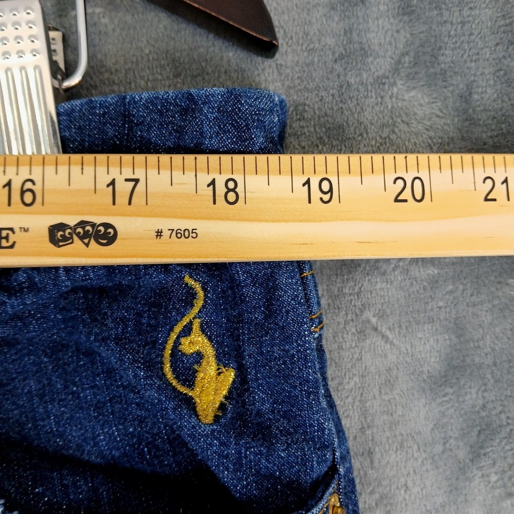 Baby Phat Jeans Womens 18 Blue Denim Stretch Embroidered Rhinestone Cat Logo - Picture 4 of 12